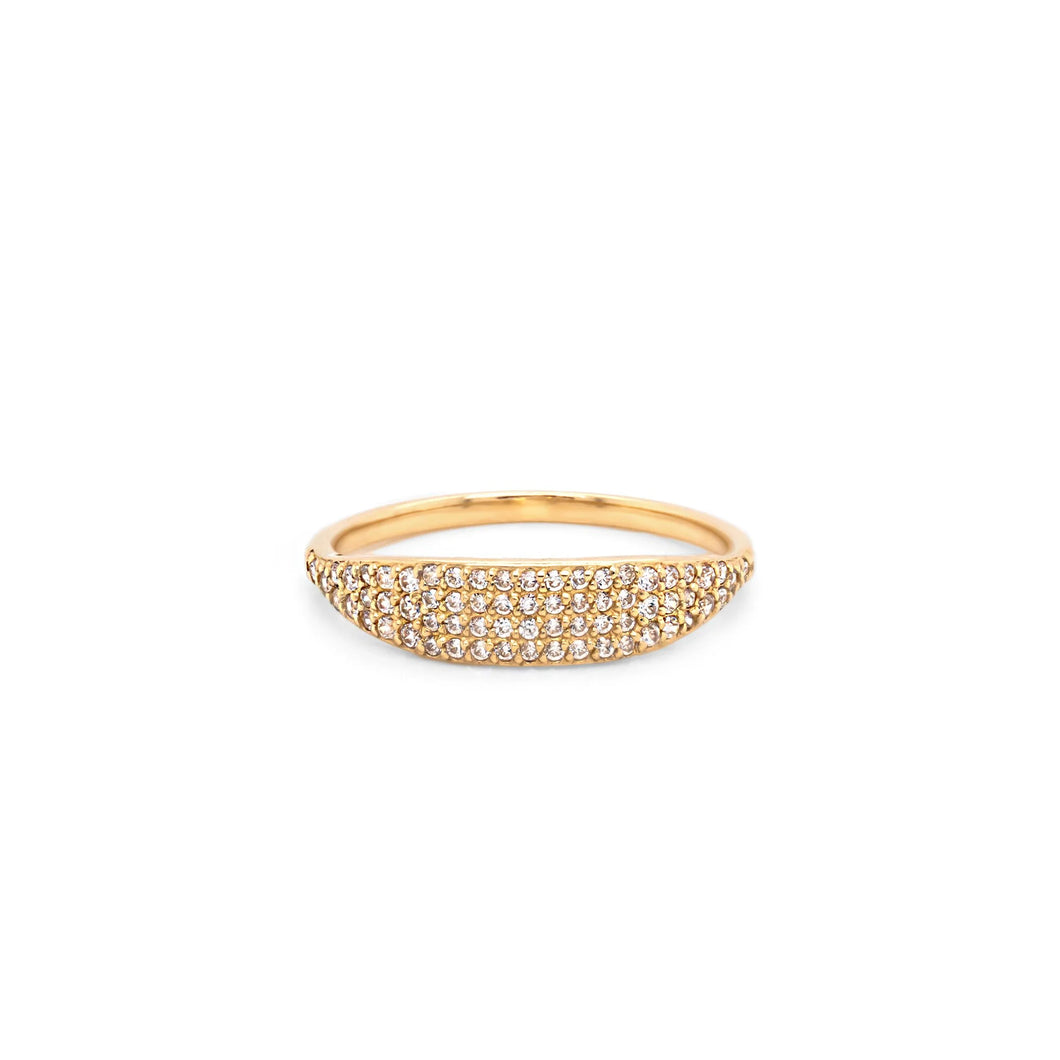 10K YELLOW GOLD PAVE CZ SIGNET RING