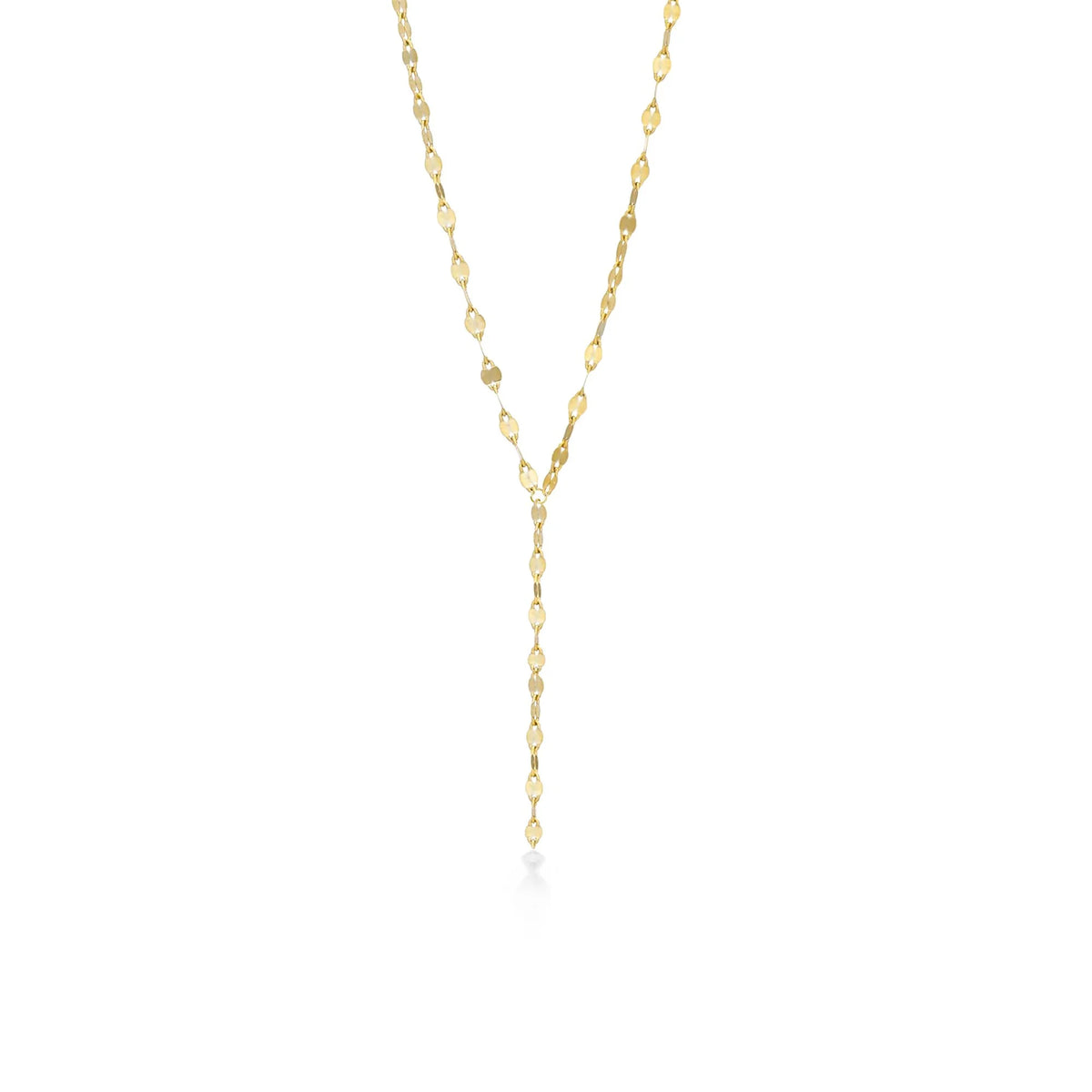 10K YELLOW GOLD BUCKLE CHAIN LARIET NECKLACE