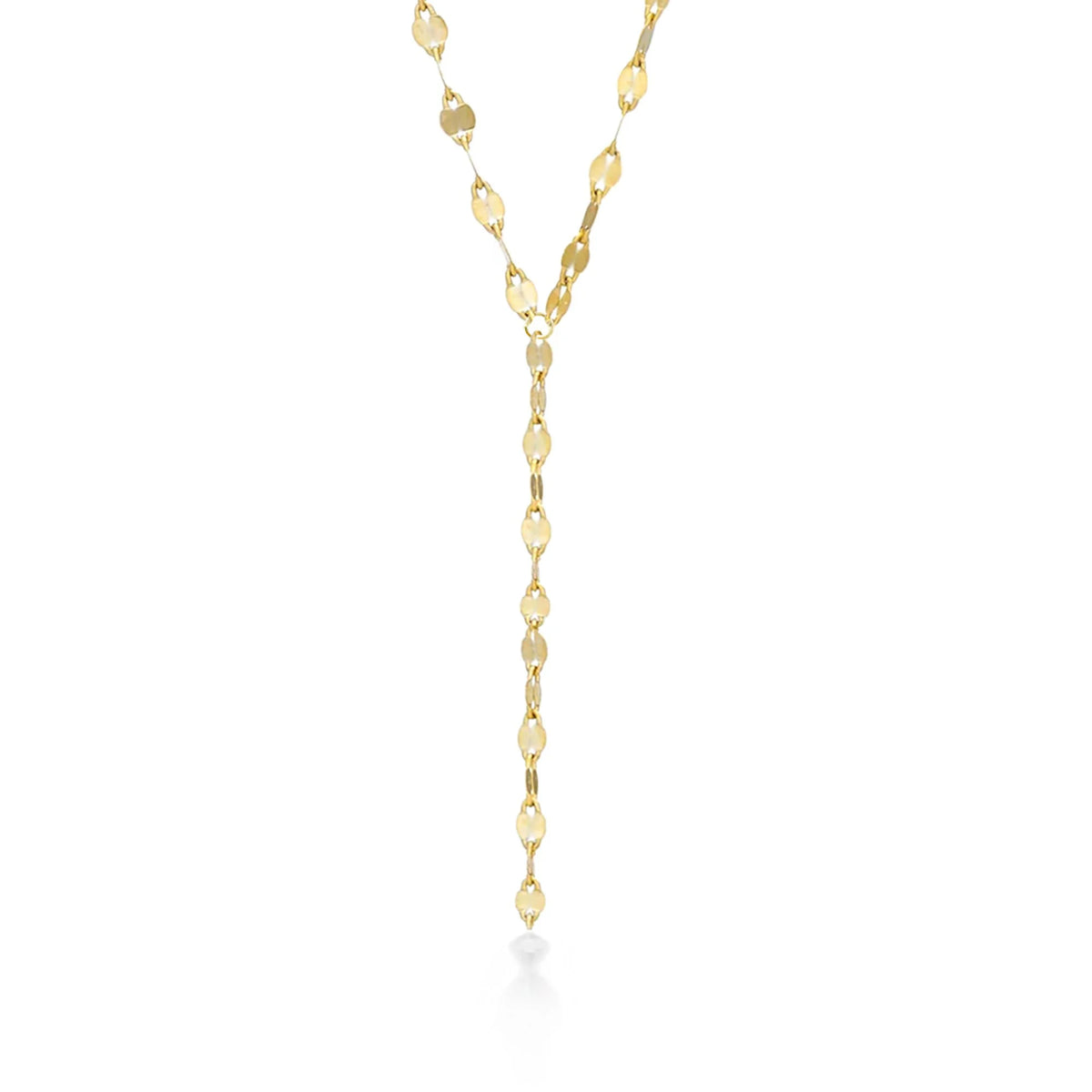 10K YELLOW GOLD BUCKLE CHAIN LARIET NECKLACE
