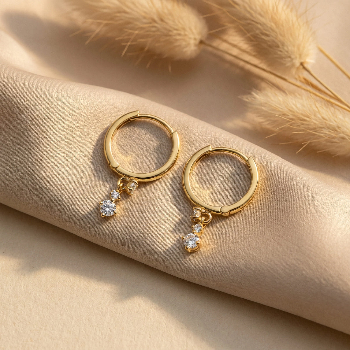 10K YELLOW GOLD CZ HUGGIES