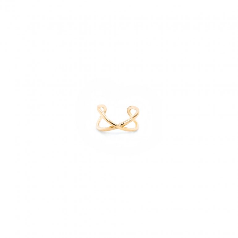 10K YELLOW GOLD CRISS-CROSS EAR CUFF