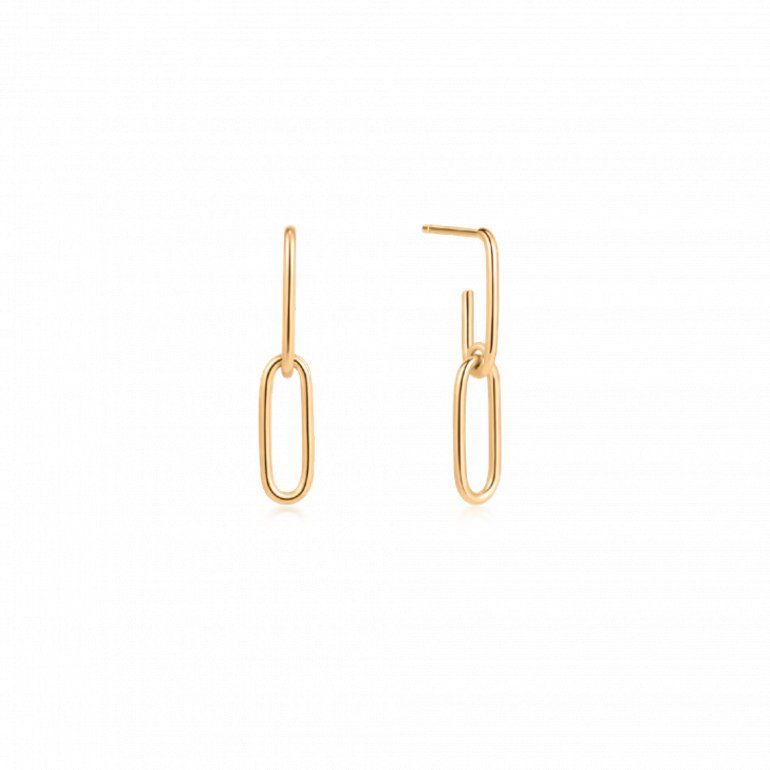 10K YELLOW GOLD PAPERCLIP DROP STUDS