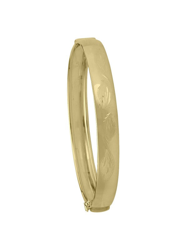 14K 8.3MM YELLOW GOLD BANGLE WITH DESIGN