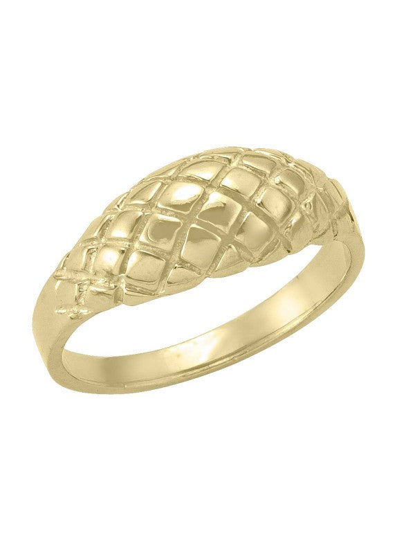 10K YELLOW GOLD DOME CRISS CROSS RING