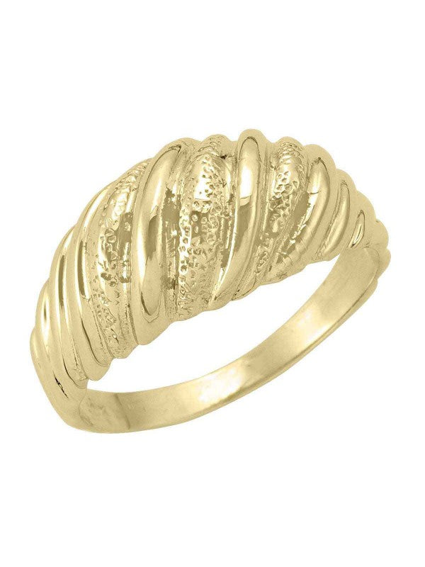 10K YELLOW GOLD CROISSANT DOME RING