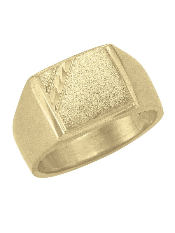 10K YELLOW GOD SQUARE SIGNET RING W CORNER DESIGN